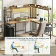 thumbnail image 5 of Aheaplus L Shaped Gaming Desk, Reversible L Shaped Desk with Power Outlet and Led Lights, Gaming Desk Corner Computer Desk with Hutch, Monitor Stand and Storage Bag for Home Office, Rustic Brown, 5 of 7