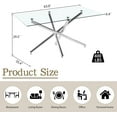 thumbnail image 5 of 63" Rectangular Clear Tempered Glass Dining Table for 4-6 People, Modern Kitchen Table with X-Shaped Metal Base, Dining Table for Dining Room, Living Room, 5 of 7