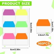 sixwipe 8 Pack 960 Pcs Sticky Index Tabs, Colored Book Sticky Tabs for Notebooks, Repositionable Page Tabs for Notebooks File Classification