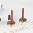 thumbnail image 3 of Wooden Ring Storage Holder Brass Base Vintage Tabletop Jewelry Tower Girls Space-Saving Rack Shelf Home Indoor Organizer (Wood color, walnut, 82*4.5*4.5cm), 3 of 9