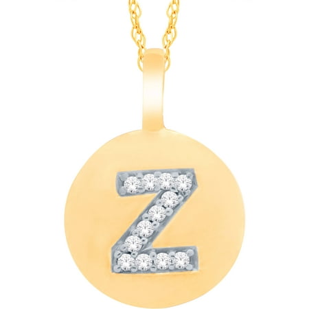 Diamond Accent 14kt Yellow Gold Initial Z Alphabet Letter Pendant, 18 Chain