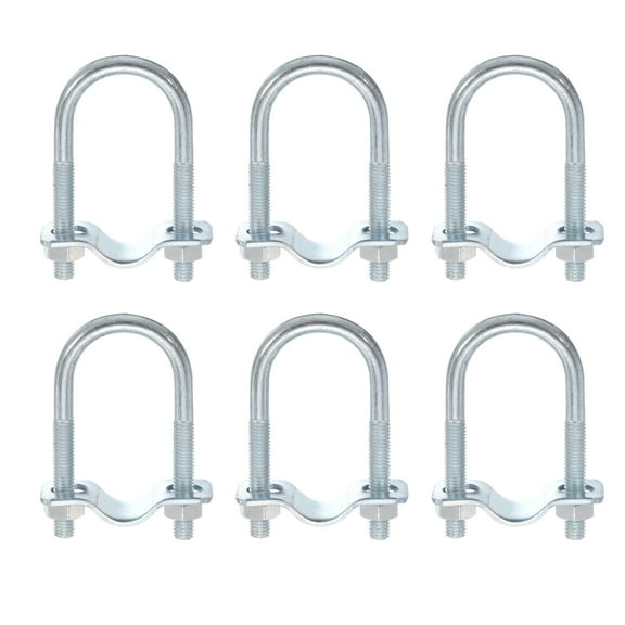 Round U-Bolts Pipe Clamp, 6 Pack Fit 1-1/4"(32mm) to 1-1/4"(32mm) Double Pipe Clamp Pipe Buckle