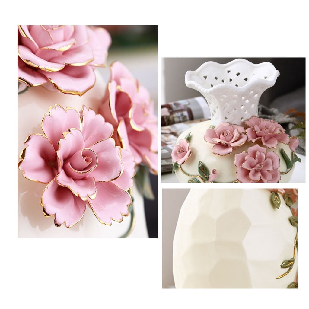 Retro Ceramics Home Decoration Flower Arrangement Dried Flowers Chinese Style Living Room TV Cabinet Ornament
