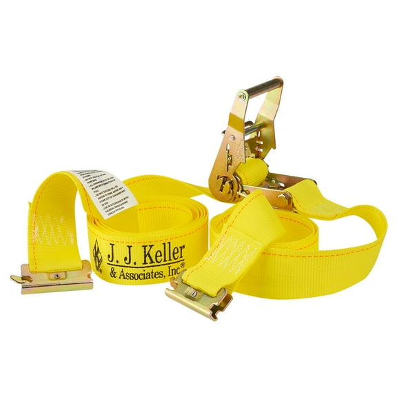 Rachet Buckle Strap, Series E or A Track, Yellow, 2" x 12', 1,333 lbs. WLL