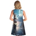 thumbnail image 2 of Bixox Moonlit Sea Sailboat Print Women's Sleeveless A-Line Dress with Pockets, Casual Knee-Length Tank Dress for Summer-X-Large, 2 of 7