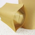 thumbnail image 5 of Stand Up Brown Kraft Paper Aluminum Foil Packaging Bag Doypack Kraft Paper Mylar Zip Lock Packing Pocket Food Sample Package Pouch (100, 11x18.5+3CM(4.3"x7.3"+1.18")), 5 of 5