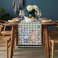 thumbnail image 2 of Bunny Gnomes Easter Table Runner - 108 Inch Long, Kitchen Dining Table Runner Dresser Scarves, Eggs Sage Green Checkered Farmhouse Farmhouse Decor for Coffee Tables Wedding Party Banquet, 2 of 8