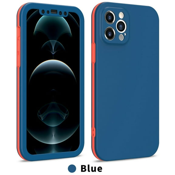 Hybrid Dual Layer iPhone 14 Case (Blue) Camera Lens Protection 360° Full Enclosing Protective Shockproof and Scratch Resistant Cover