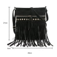 thumbnail image 3 of Bolsa Bolsos cruzados de gamuza sintética con remaches de borlas bolsos de calle Retro para mujer (negro) Likrtyny Para Estrenar, 3 of 3