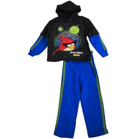 

Fishman & Tobin - Little Boys Long Sleeve License Character Jog Suit Set 36512-3T (Black Royal Angry Birds)
