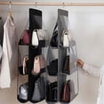 thumbnail image 5 of Senya Hanging Closet Organizer, 2 Pcs 6 Pockets Hanging Handbag Purse Organizer for Family Closet Bedroom, Foldable and Universal (Black&Grey), 5 of 11