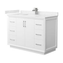 48" Bathroom Vanity White Carrara Marble Countertop Undermount Sink Brushed Nickel