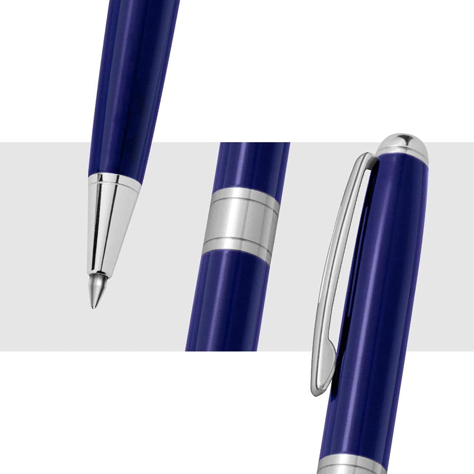 Ballpoint Pens Black Ink - Weighted Metal Twist Blue For Uniform Flight Attendant Business  1.0 Mm Medium Point Smooth Writing 3 With 3 Extra Refills (blue)