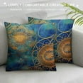thumbnail image 3 of COMIO  Square Throw Pillow Covers Golden Blue Mandala Bohemian Pillow Cases Decorative for Home Bedroom Sofa Pillowcases Standard, 3 of 5