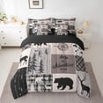 thumbnail image 2 of Homewish Wildlife Bear Deer Bedding Comforter Set 7pcs for Men, Rustic Camping Adventure King Bedding Sets, Brown Linen Plaid Reversible Bed Sheets, Super Cozy Room Decor, 2 of 7