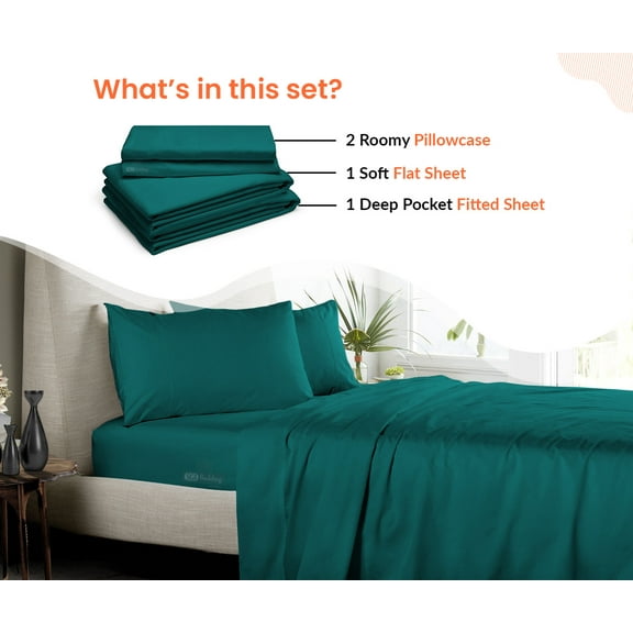 SGI Bedding Microfiber Made Bed Sheet Set - Twin XL Size Sheets Microfiber Sheets Soft, Durable Sheets 15" Deep Teal
