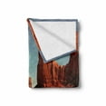 thumbnail image 2 of Desert Soft Flannel Fleece Blanket, Sunny Hot Day Monument Valley Arid Country Prehistoric Nation Arizona USA, Cozy Plush for Indoor and Outdoor Use, 60" x 80", Dark Orange Pale Blue, by Ambesonne, 2 of 6