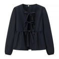 thumbnail image 1 of WEAIXIMIUNG Chemises pour Enseignantes, Manches Longues, Col Rond, Nœud Papillon, Couleur Unie, Chemise Polyvalente, Petit Haut, 1 of 3