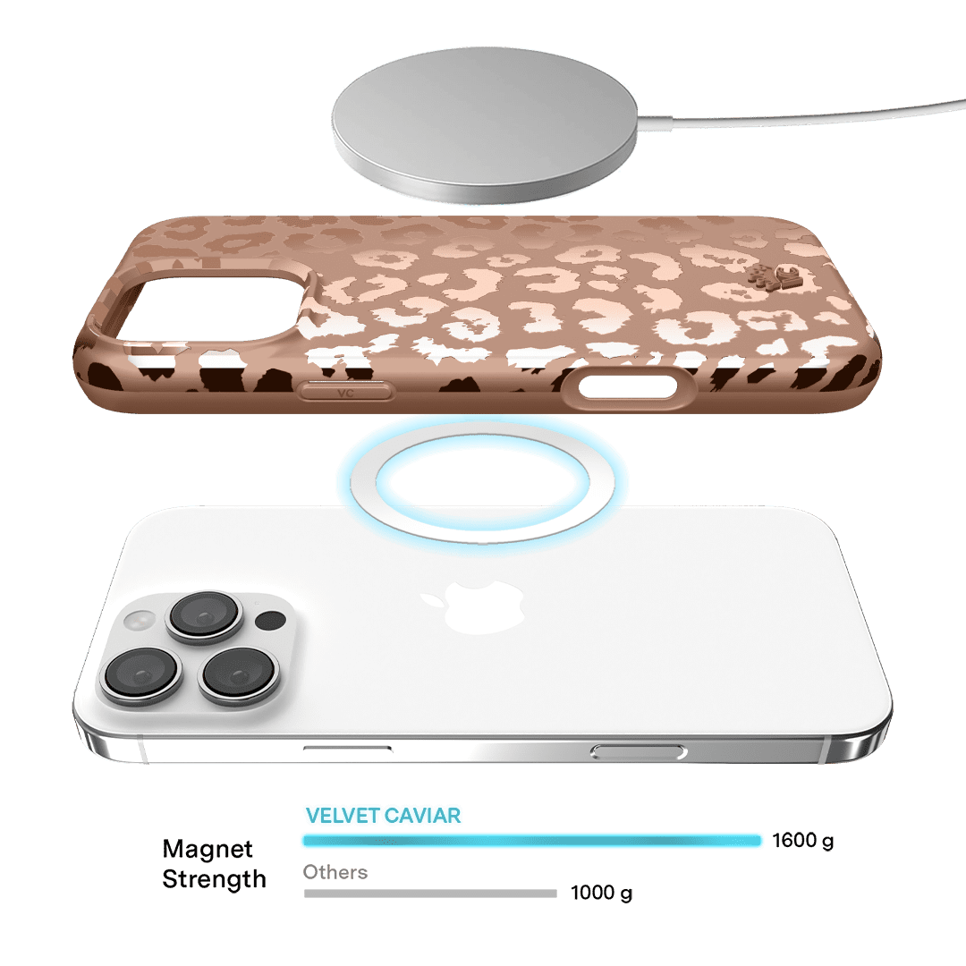 VELVET CAVIAR for iPhone 16 Pro Case - Compatible with MagSafe - Cute Protective Phone Cases for Women - Bronze Chrome Leopard