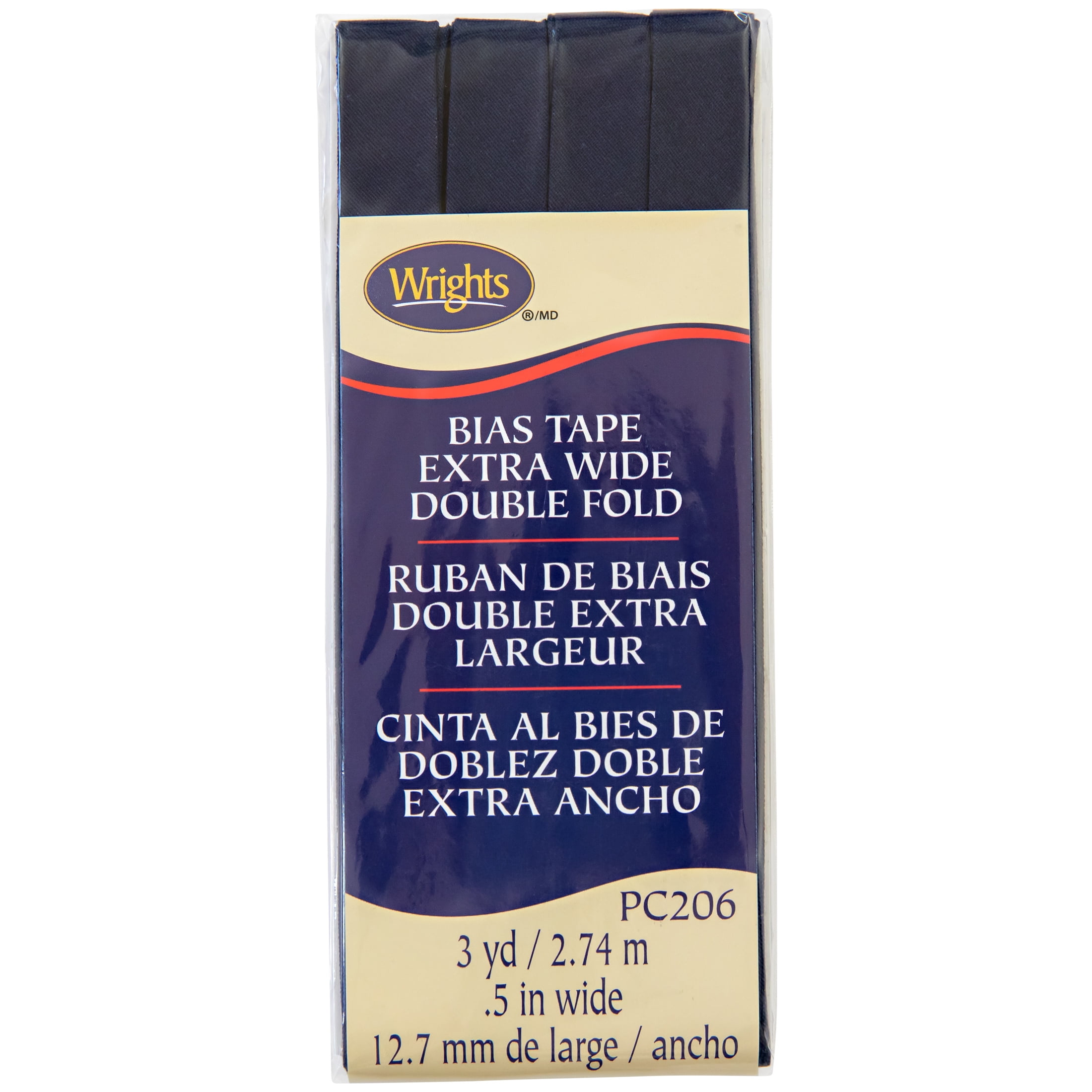 (3 pack) Wrights 1/2" Navy Extra Wide Double Fold Bias Tape, 3 yd