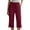 Wine, variant on hoksml Women's Summer Cotton Capri Pants, Casual Drawstring Waist Tie-Cuff Beach Pants with Pockets