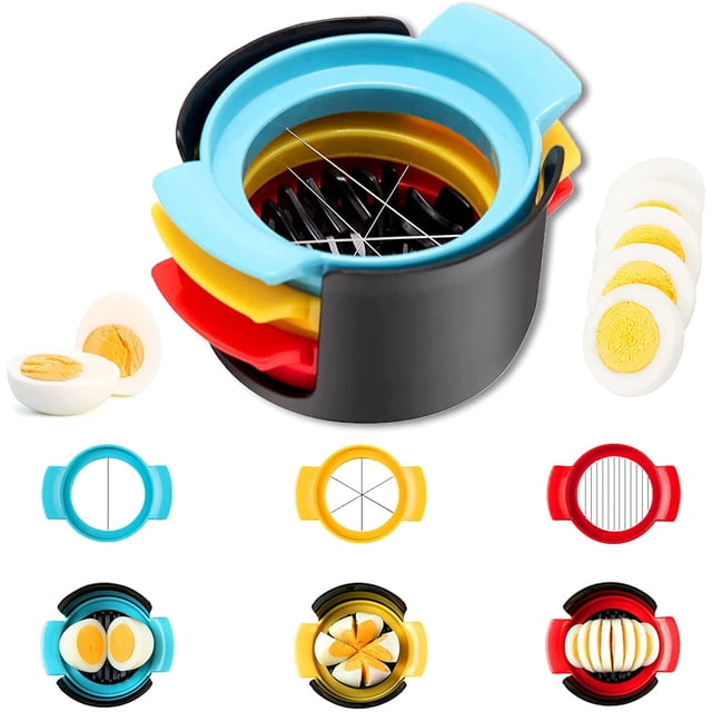 Cortador de huevos, divisor de huevos de acero inoxidable 3 en 1, adecuado para cortar huevos hervidos, fresas, kiwis