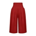 thumbnail image 2 of Outfmvch Linen Pants Women Capris Drawstring with Pockets Cotton Linen Pants for Women Petite Pull On Elastic Drawstring Elastic Waist Cropped Lounge Trousers Women's Culottes Watermelon Red S-2XL, 2 of 5