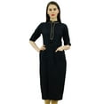 thumbnail image 1 of Bimba Kurta Décontractée à Manches 3/4 Col Mandarin pour Femmes, 1 of 8