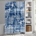 thumbnail image 5 of Navy Blue Coastal Shower Curtain, 72" x 84", Nautical Starfish Seahorse Coral Summer Waterproof Bathroom Curtain Washable Shower Curtain Set with 12 Hooks, 5 of 8