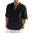 thumbnail image 1 of Camisa Cuello Mao Lino Hombre Casual Manga Larga Slim Fit, 1 of 8
