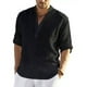 thumbnail image 1 of Camisa Cuello Mao Lino Hombre Casual Manga Larga Slim Fit, 1 of 8