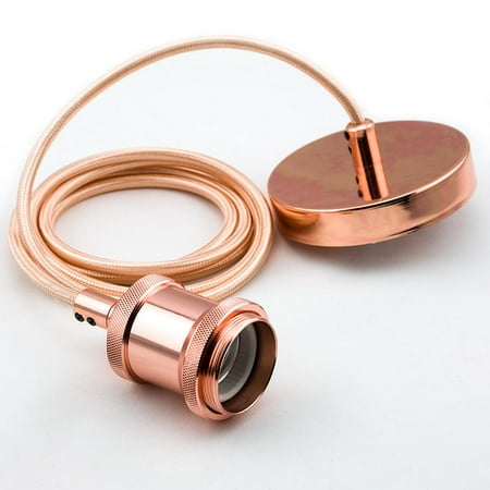 Fantado Modern SoHo Metal Rose Gold Hardwire Ceiling Pendant Light Fixture Cord Kit w/ 6FT Braided Cloth, Polished Finish by PaperLanternStore