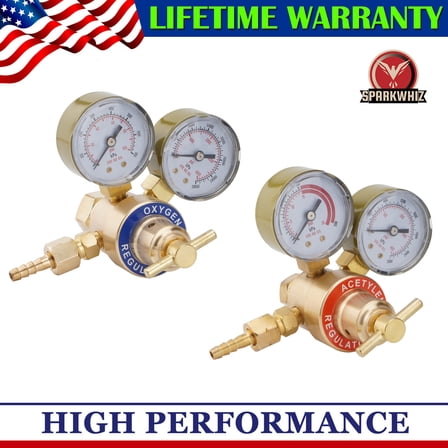 Oxygen and Acetylene Regulators Welding Gas Gauges Pair CGA540 and CGA200