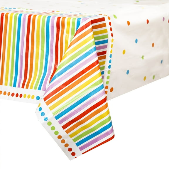 Rainbow Birthday Plastic Party Tablecloth, 84 x 54 in, 1ct