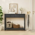 thumbnail image 3 of Aiho Console Table 39" With Drawers, Wood Entryway Table Hallway Table with Open Storage, Sofa Table for Living Room, Foyer and Corridor - Black, 3 of 11