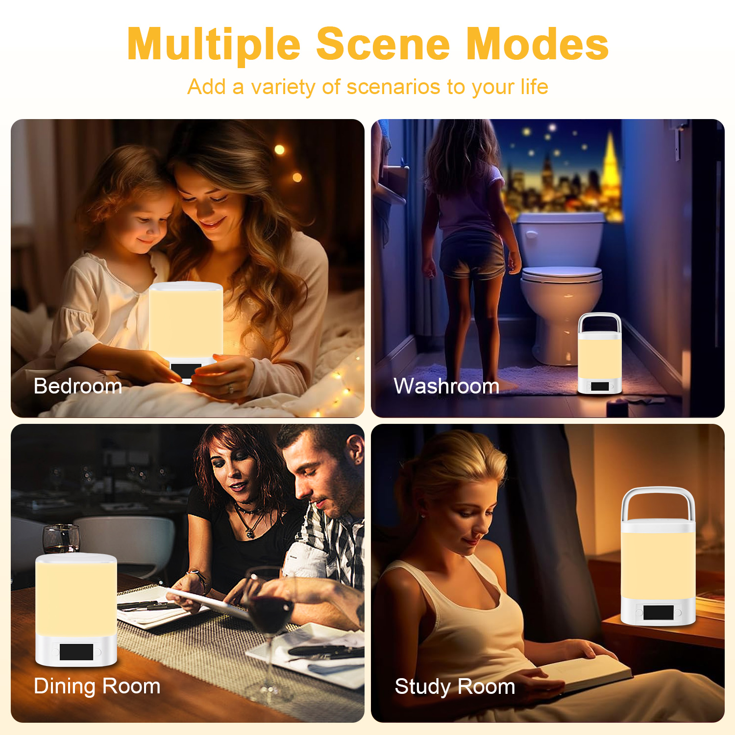 HopePow Night Light Touch Lamp for Nursery Bedside Table with Usb,Touch Night Light with Hanging Handle Clock,Remote Control 3 Way Adjustable Dimmable Portable LED Night Light for Bedroom,Nursery