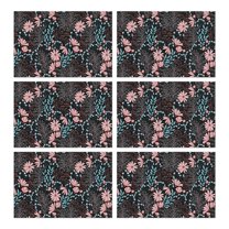 Farmhouse Spring Floral Placemats Set of 6, Heat Resistant Flax Material with Butterfly Bloom Design, Wrinkle Free for Country Dining