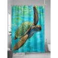 thumbnail image 5 of Abstract Turtle Shower Curtain, Watercolor Teal Decoration Waterproof Shower Curtain Set with 12 Hooks Lightweight Washable Fabric Shower Curtains for Bathroom 72x84 Inches, 5 of 6