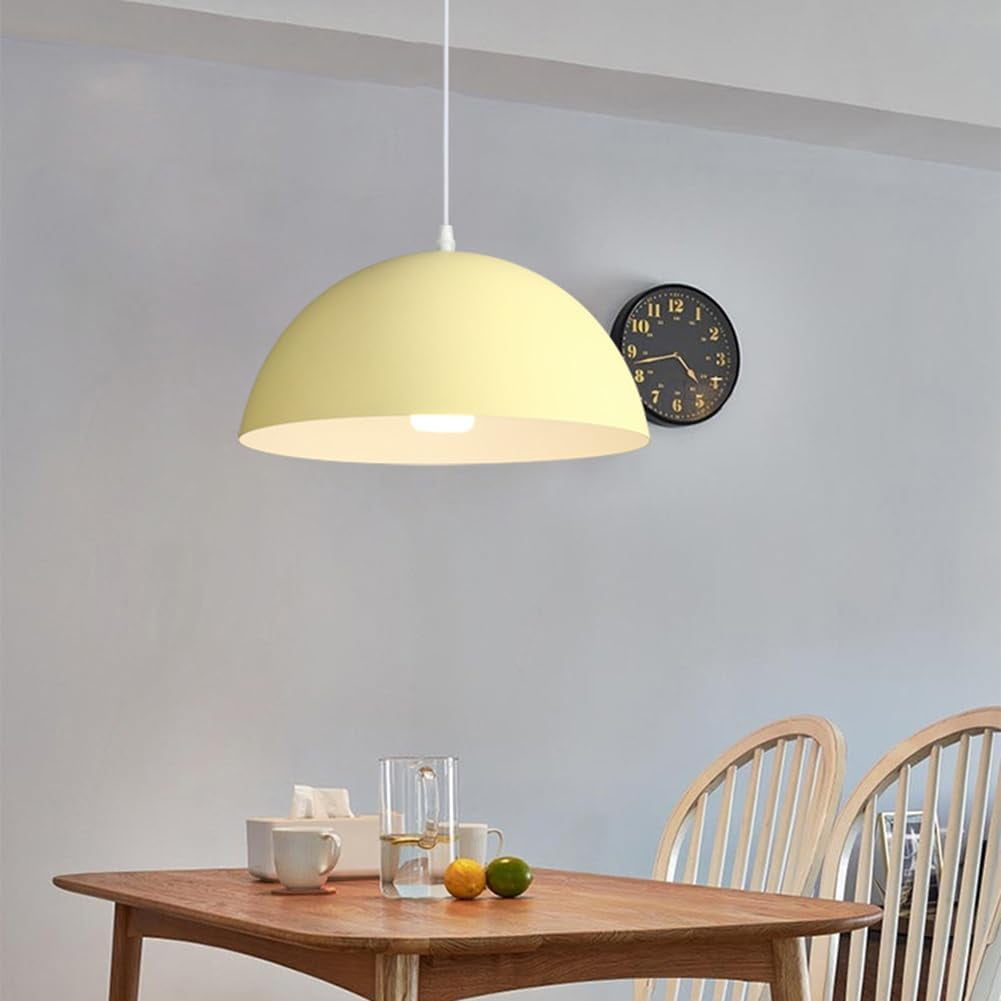 Retro Colorful Semicircle Metal Pendant Lighting for Dining Room, Minimalism Industrial Style Pendant Light Fixture, Modern Simple Pendant Lamp for Kitchen Island Garage Over Table