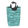 thumbnail image 1 of Waterproof Collapsible Laundry Hamper, Cyan Abstract Line Graffiti Aluminum Handle Laundry Bag Storage Basket, 50L, 1 of 6