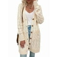 thumbnail image 3 of Suéter Cárdigan de Larga para Mujer, Otoño e Invierno, Tejido de Punto , con Botones Delanteros, Abrigo Crema XL, 3 of 8