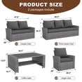 thumbnail image 3 of UDPATIO 4 Piece Outdoor Sectional Conversation Sets， Wicker Patio Furniture Set with Gray PE Rattan Patio Sofa Set for Balcony, Porch, Backyard, Gray, 3 of 8