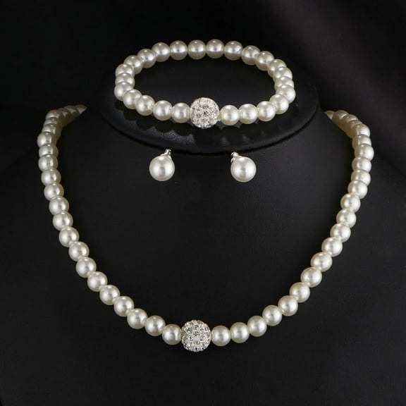 TINYSOME Exquisite for Rhinestone Faux Pearl Earrings Necklace Bracelet Jewelry Decoratio