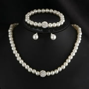 TINYSOME Exquisite for Rhinestone Faux Pearl Earrings Necklace Bracelet Jewelry Decoratio