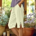 thumbnail image 7 of YanHoo Plus Size Bermuda Shorts for Women Elastic Waisted Wide Leg Short Pants Casual Solid Color Denim Shorts with Pockets, 7 of 7