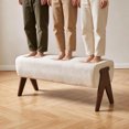 thumbnail image 5 of Leumius Chenille Bench,Modern Upholstered with Ergonomic Padded and Solid Wood Legs,Ottoman Bench for Foyer Bedroom Living Space,Entry,White, 5 of 22