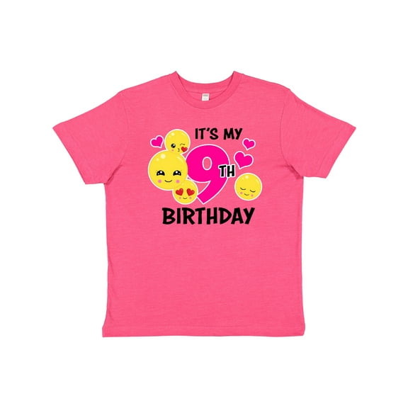 Inktastic Its My 9th Birthday with Smiling Emoticons Youth T-Shirt