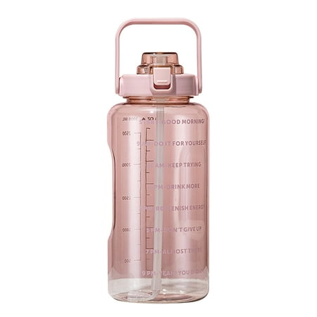 

2L Large Capacity Transparent Water Bottle with Bounce Cover Time Scale Reminder Leakproof Cup for Outdoor Training A