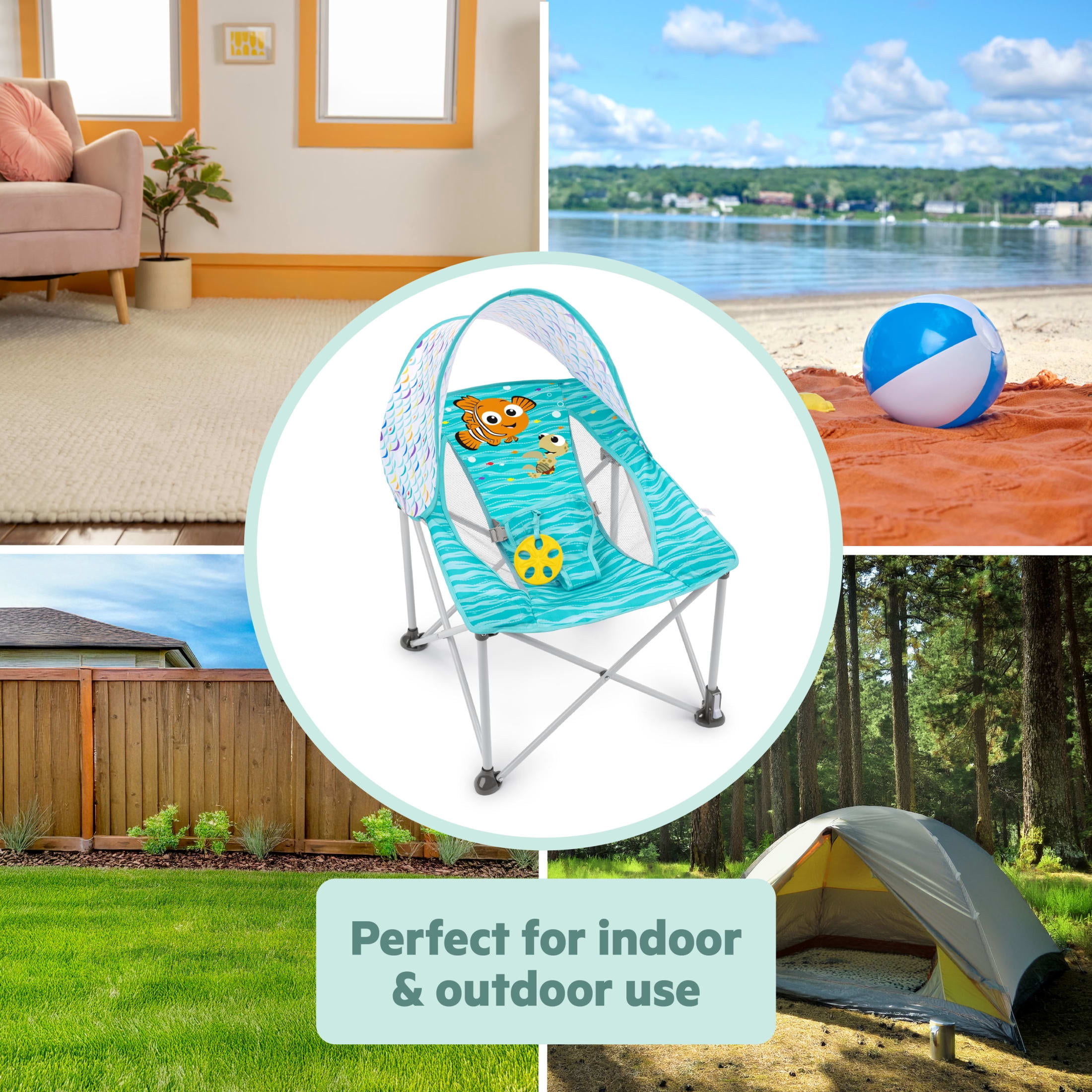 Disney Baby Finding Nemo Pop 'N Play Deluxe Portable Playard by Bright Starts, Unisex, Infant