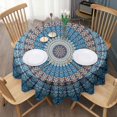 thumbnail image 3 of Round Waterproof Tablecloth 60×60 Inch, Boho Style Reusable Indoor/Outdoor Durable Table Cover for Party Kitchen Dinner Room Decor, 3 of 6
